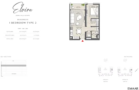Floor plan, 1 Bed, 693 sq ft