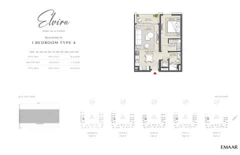 Floor plan, 1 Bed, 696 sq ft