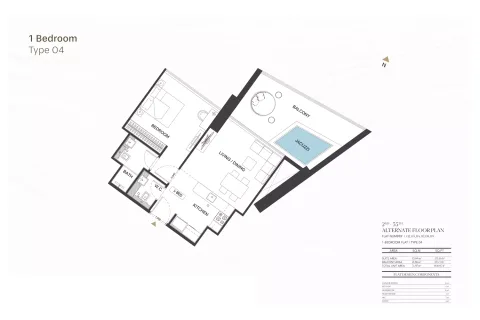 Floor plan, 1 Bed, 806 sq ft