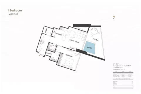 Floor plan, 1 Bed, 926 sq ft