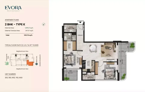 Floor plan, 2 Beds, 1,312 sq ft