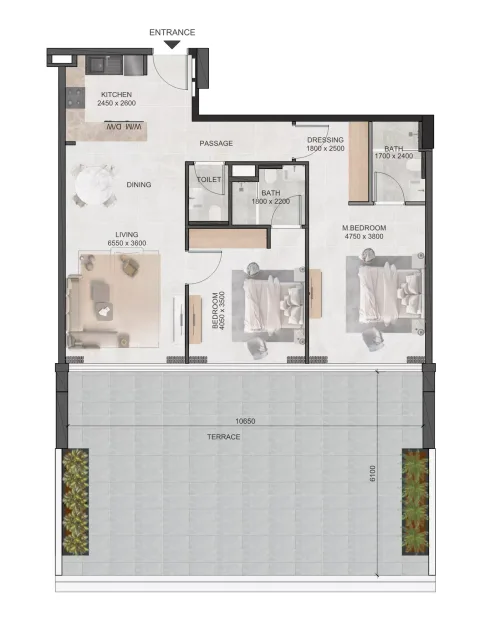 Floor plan, 2 Beds, 1,727 sq ft