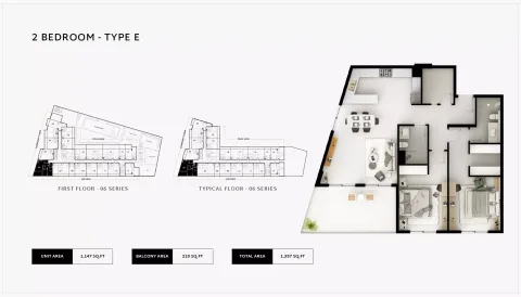 Floor plan, 2 Beds, 1,357 sq ft