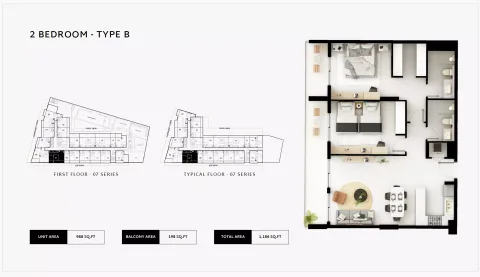 Floor plan, 2 Beds, 1,186 sq ft