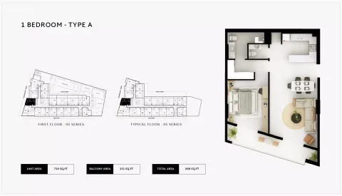 Floor plan, 1 Bed, 850 sq ft