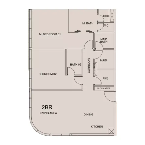 Floor plan, 2 Beds, 1,345 sq ft