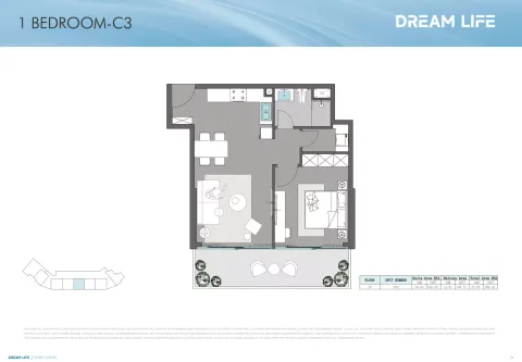 Floor plan, 1 Bed, 695 sq ft