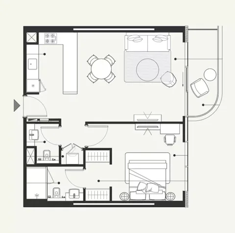 Floor plan, 1 Bed, 797 sq ft