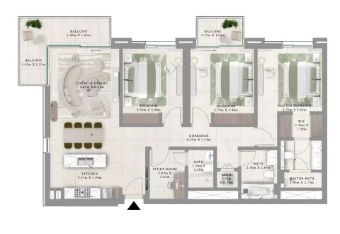 Floor plan, 3 Beds, 1,718 sq ft