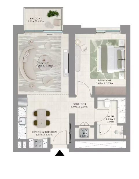 Floor plan, 1 Bed, 749 sq ft