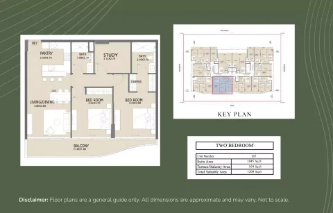Floor plan, 2 Beds, 1,209 sq ft
