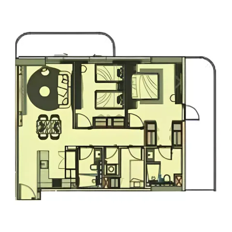 Floor plan, 2 Beds, 1,615 sq ft