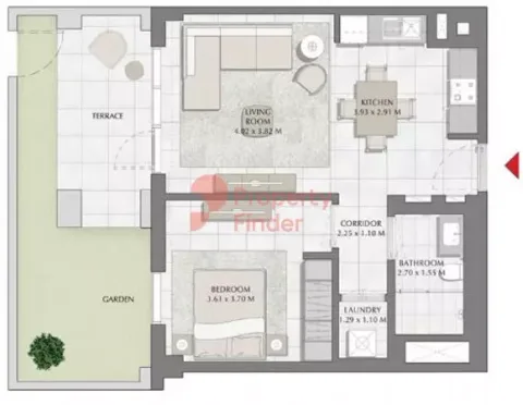 Floor plan, 1 Bed, 889 sq ft