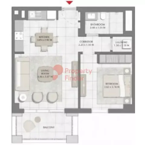 Floor plan, 1 Bed, 711 sq ft