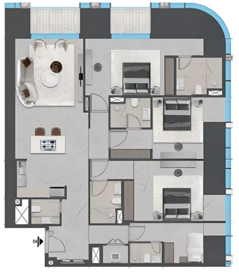 Floor plan, 3 Beds, 1,922 sq ft