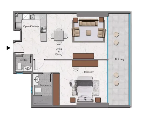 Floor plan, 1 Bed, 979 sq ft