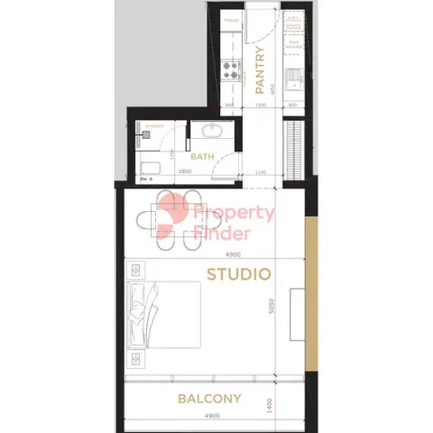 Floor plan, Studio, 556 sq ft