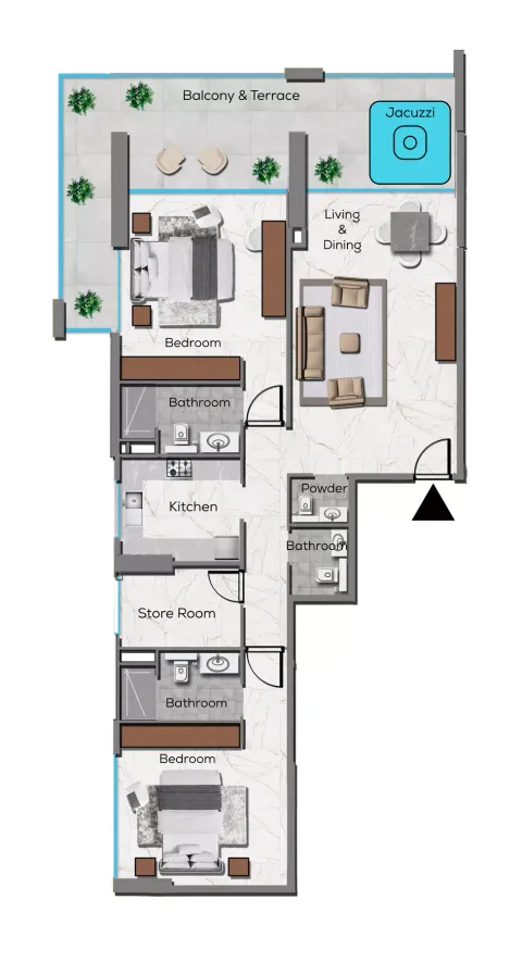 Floor plan, 2 Beds, 1,659 sq ft