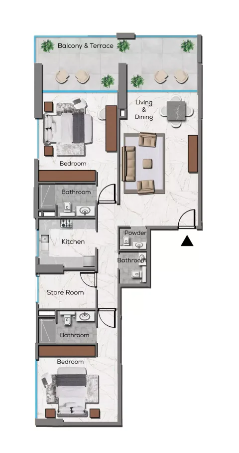 Floor plan, 2 Beds, 1,557 sq ft