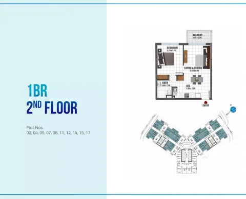 Floor plan, 1 Bed, 545 sq ft
