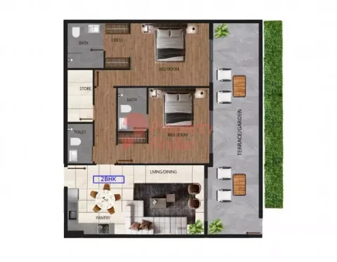 Floor plan, 2 Beds, 0 sq ft