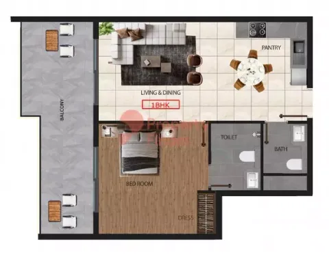 Floor plan, 1 Bed, 0 sq ft
