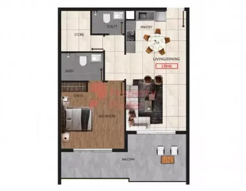 Floor plan, 1 Bed, 0 sq ft