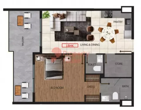 Floor plan, 1 Bed, 0 sq ft