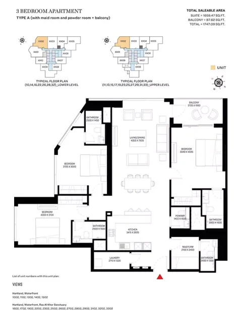 Floor plan, 3 Beds, 1,747 sq ft