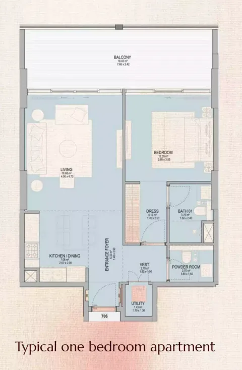 Floor plan, 1 Bed, 549 sq ft