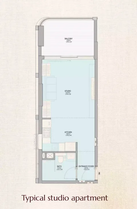 Floor plan, Studio, 431 sq ft