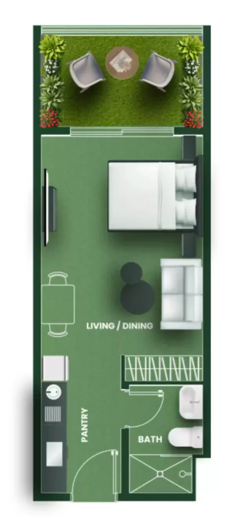 Floor plan, Studio, 399 sq ft