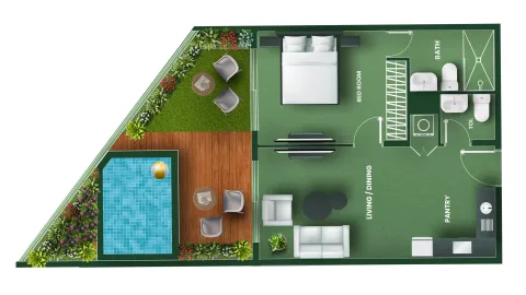 Floor plan, 1 Bed, 875 sq ft