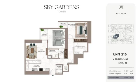 Floor plan, 2 Beds, 1,114 sq ft