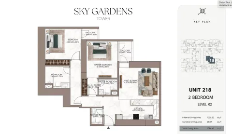 Floor plan, 2 Beds, 1,096 sq ft