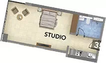 Floor plan, Studio, 613 sq ft