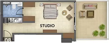 Floor plan, Studio, 739 sq ft