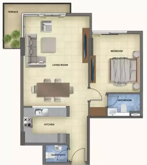 Floor plan, 1 Bed, 943 sq ft
