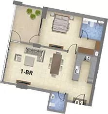 Floor plan, 1 Bed, 1,275 sq ft