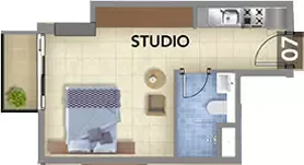 Floor plan, Studio, 422 sq ft