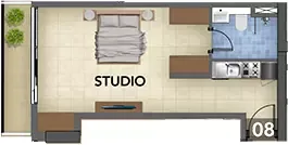 Floor plan, Studio, 563 sq ft