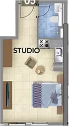 Floor plan, Studio, 411 sq ft