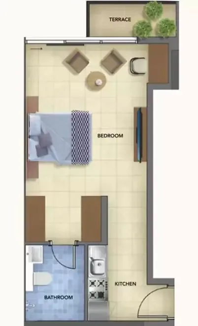 Floor plan, Studio, 411 sq ft