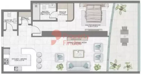 Floor plan, 1 Bed, 1,142 sq ft