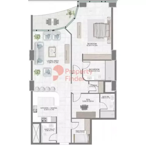 Floor plan, 1 Bed, 1,496 sq ft