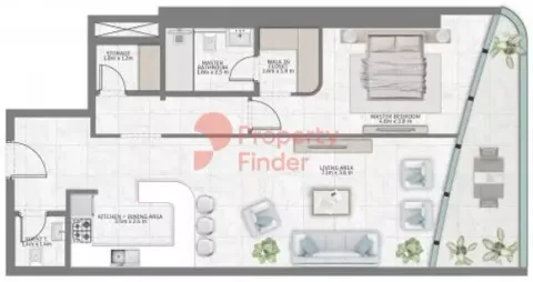 Floor plan, 1 Bed, 1,046 sq ft