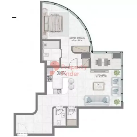 Floor plan, 1 Bed, 866 sq ft