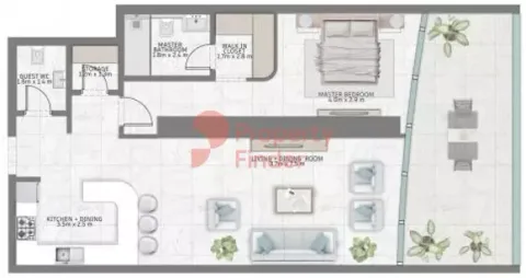 Floor plan, 1 Bed, 1,142 sq ft