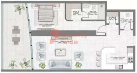Floor plan, 1 Bed, 1,143 sq ft