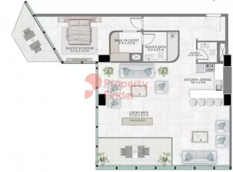 Floor plan, 1 Bed, 1,170 sq ft